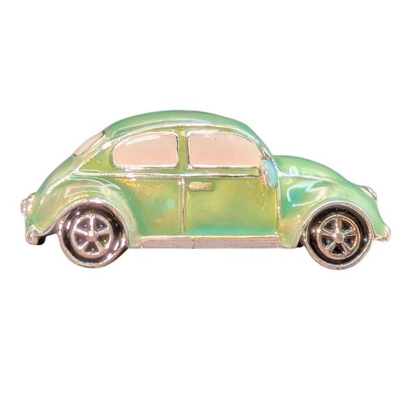 Napier Signed Mint Green Enamel VW 'Punch Buggy' Bug Car Brooch/Pin - Picture 1 of 6